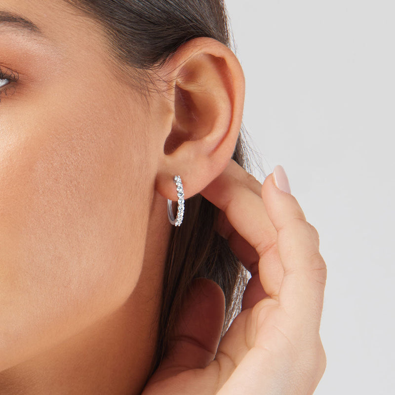 Meera Hoop Earrings with 1.00ct of Laboratory Grown Diamonds in 9ct White Gold Earrings Bevilles 