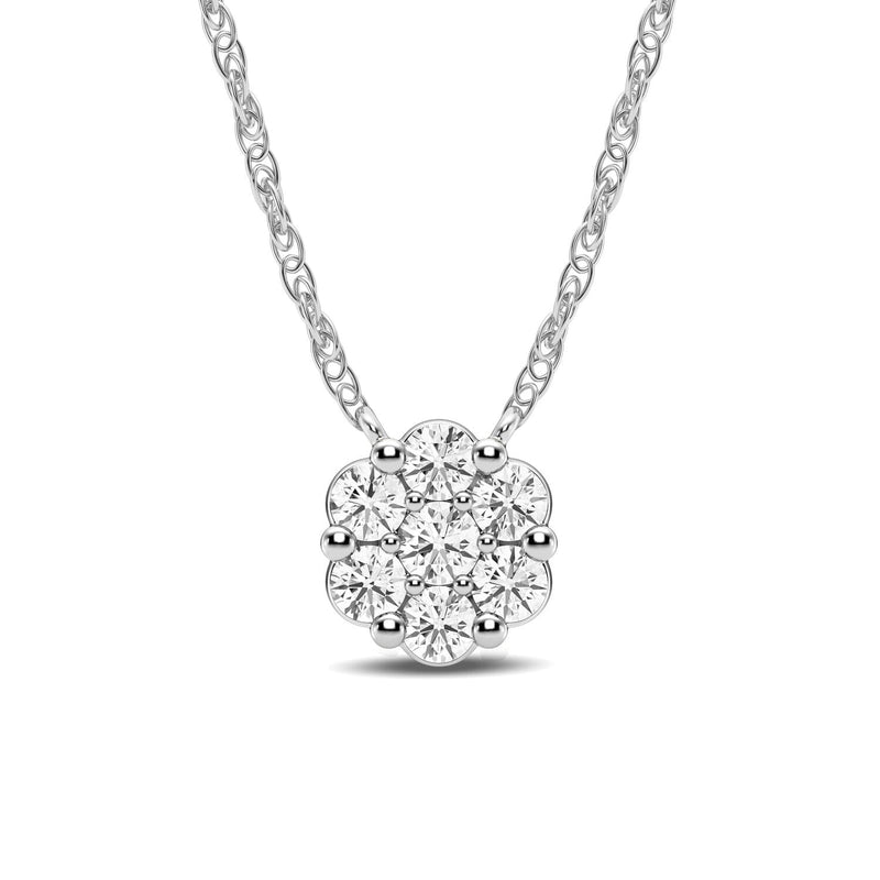 Meera Flower Necklace with 1/5ct of Laboratory Grown Diamonds in 9ct White Gold Necklaces Bevilles 