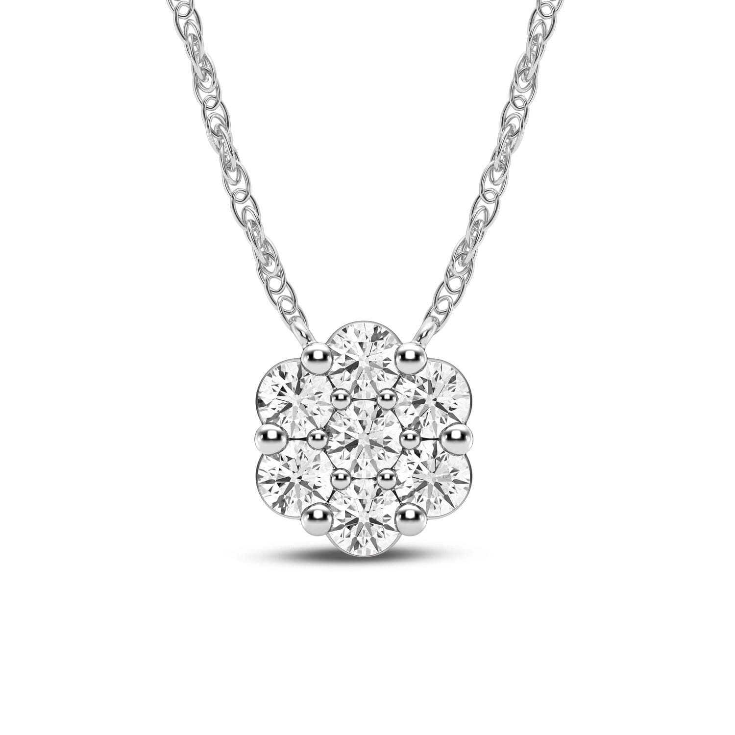 Meera Flower Necklace with 1/3ct of Laboratory Grown Diamonds in 9ct White Gold Necklaces Bevilles 