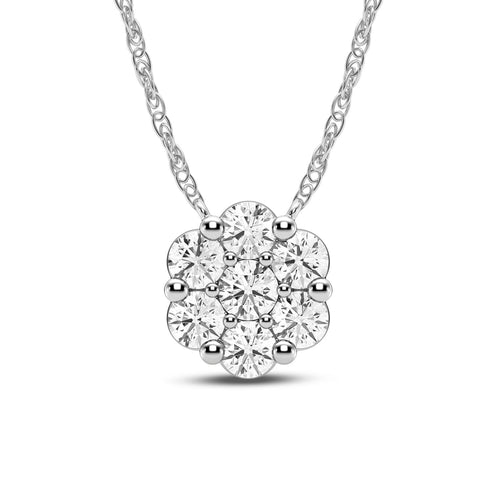 Meera Flower Necklace with 1/2ct of Laboratory Grown Diamonds in 9ct White Gold Necklaces Bevilles 