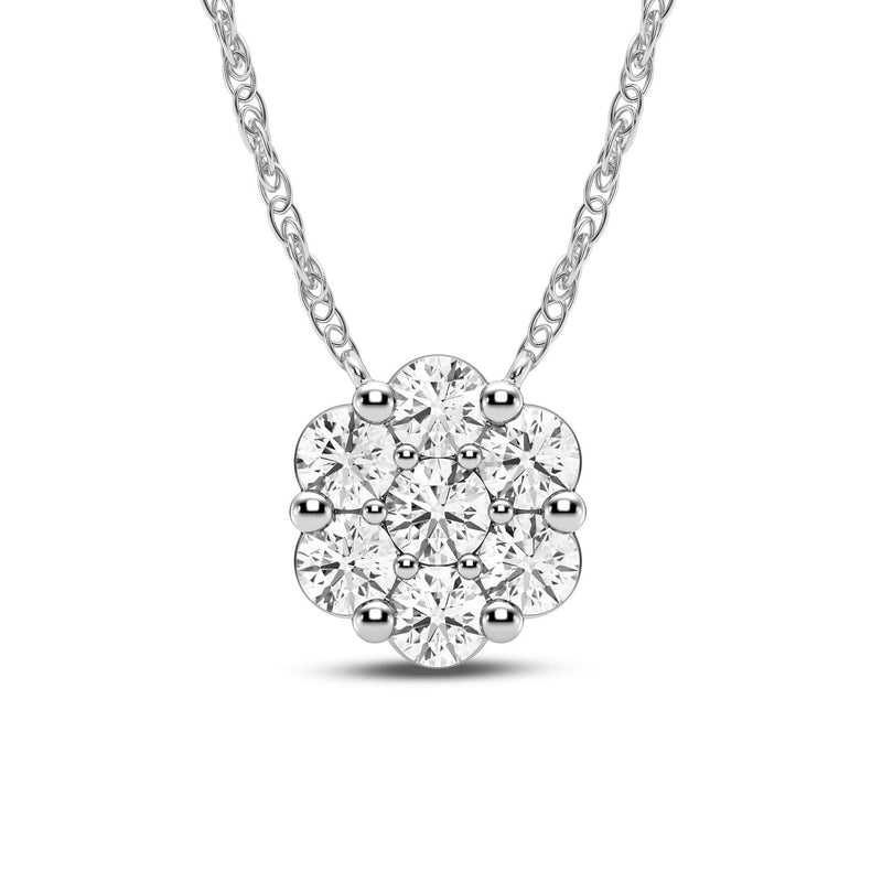 Meera Flower Necklace with 1/2ct of Laboratory Grown Diamonds in 9ct White Gold Necklaces Bevilles 
