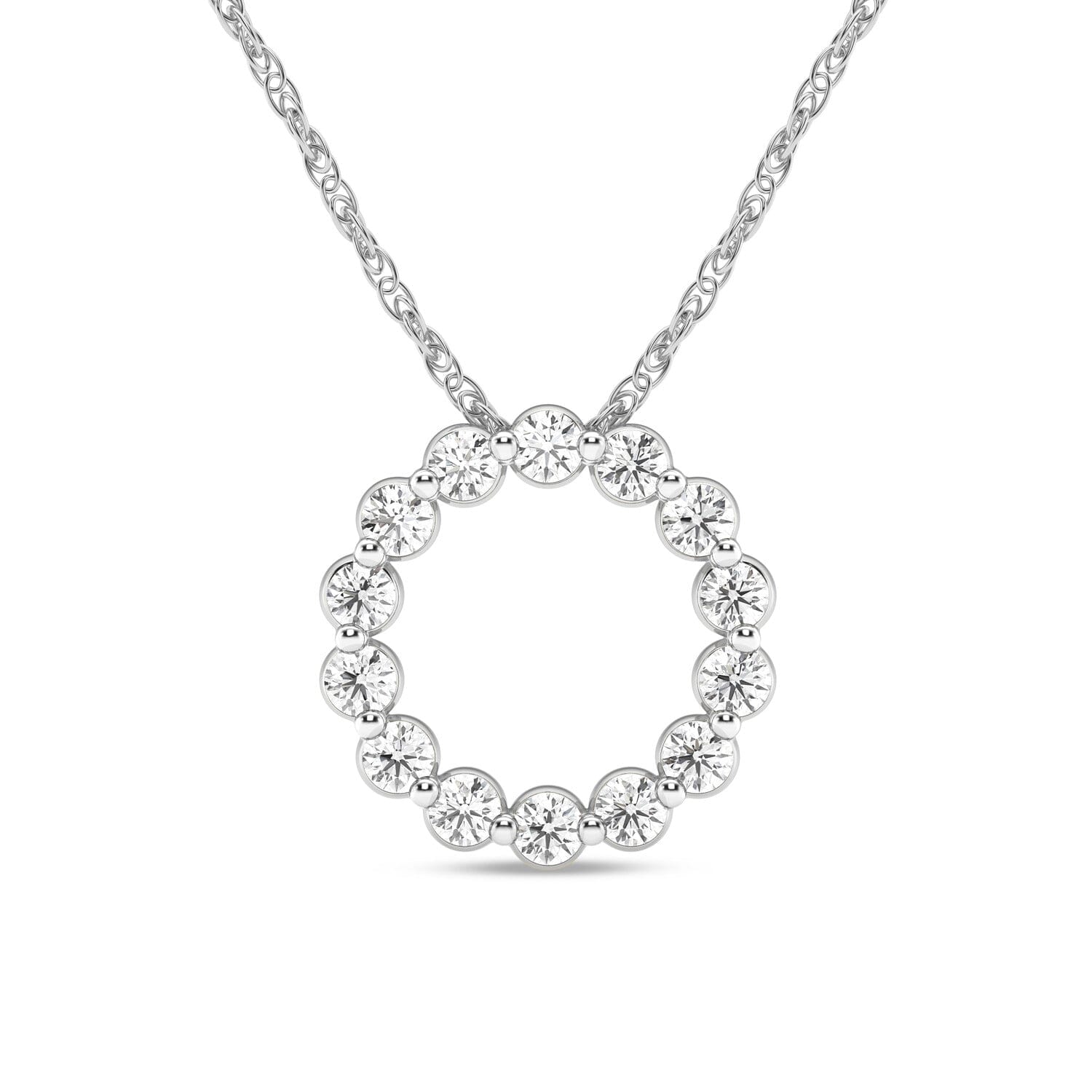 Meera Circle of Love Necklace with 1/2ct of Laboratory Grown Diamonds in 9ct White Gold Necklaces Bevilles 