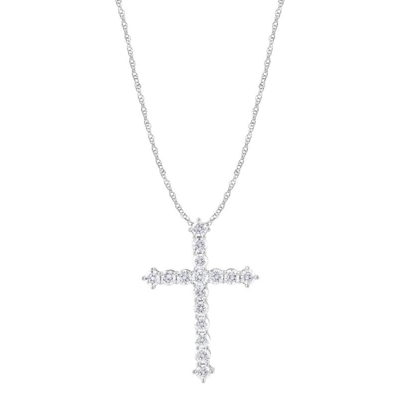 Meera Cross Necklace with 1.00ct of Laboratory Grown Diamonds in 9ct White Gold Necklaces Bevilles 