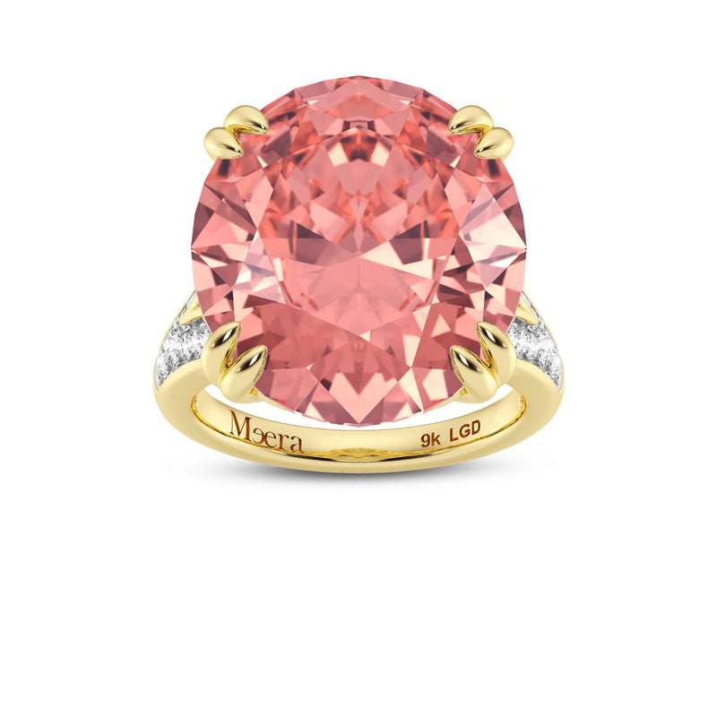 Meera Laboratory Grown Padparadscha Ring with 0.60ct of Laboratory Grown Diamonds in 9ct Yellow Gold Rings Bevilles 