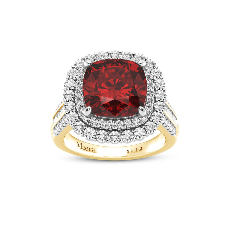 Meera Laboratory Grown Burmese Ruby Ring with 1/2ct of Laboratory Grown Diamonds in 9ct Yellow Gold Rings Bevilles 