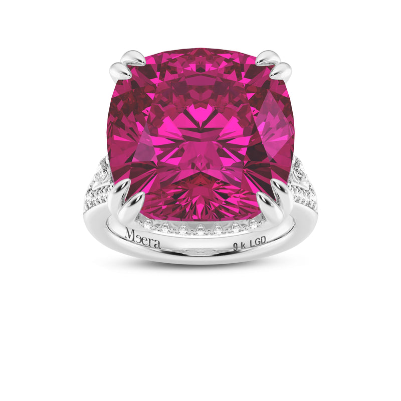 Meera Laboratory Grown Pink Sapphire Ring with 0.70ct of Laboratory Grown Diamonds in 9ct White Gold Rings Bevilles 