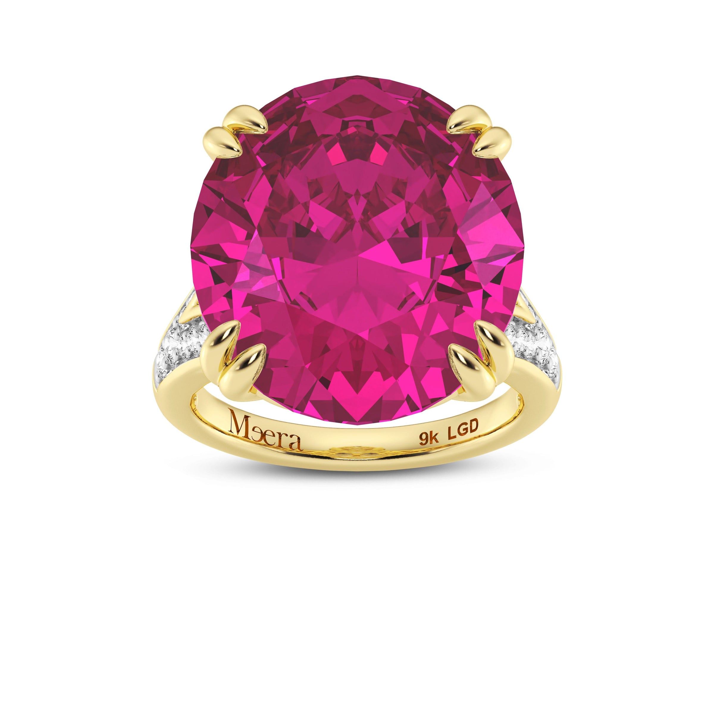 Meera Laboratory Grown Pink Sapphire Ring with 0.60ct of Laboratory Grown Diamonds in 9ct White Gold Rings Bevilles 