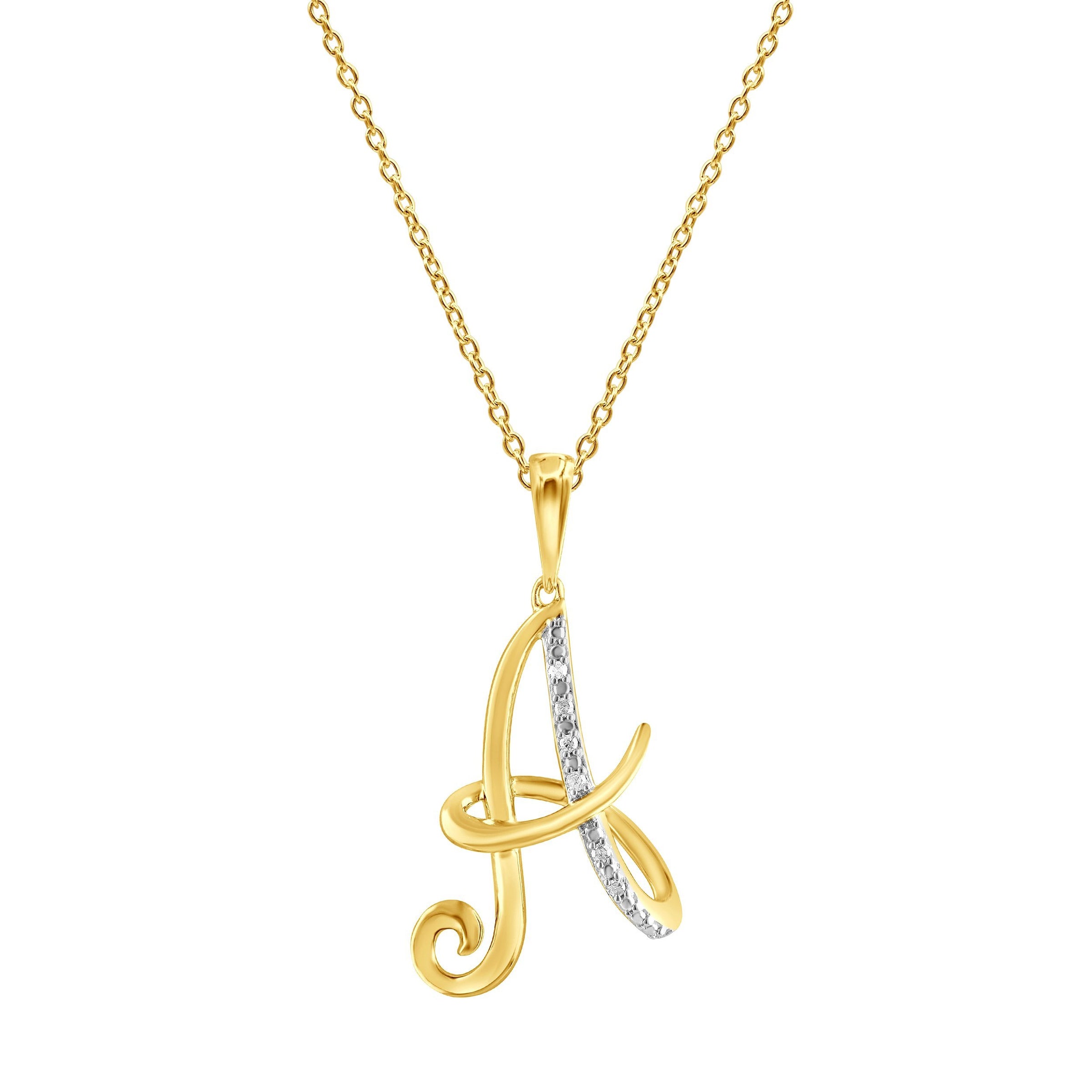 Diamond Initial Pendants in 9ct Yellow Gold Necklaces Bevilles A 