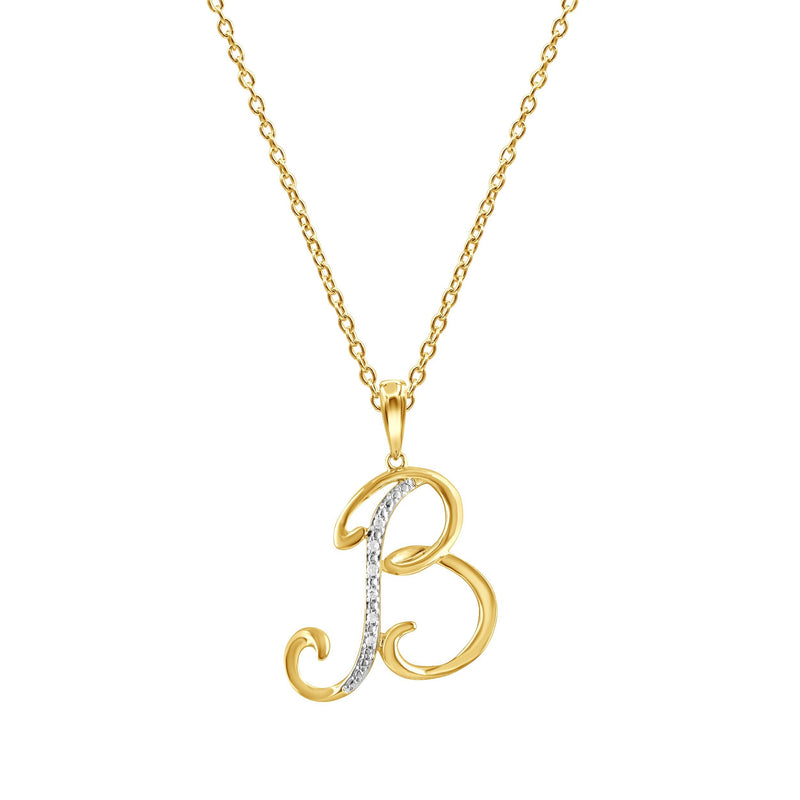 Diamond Initial Pendants in 9ct Yellow Gold Necklaces Bevilles B 