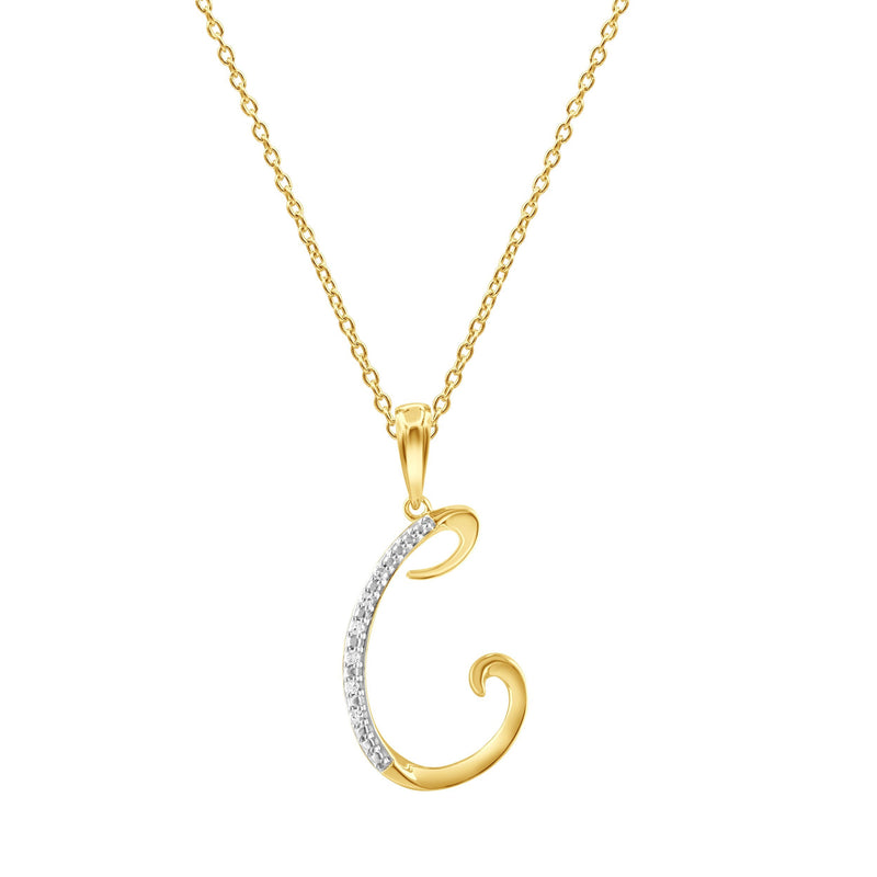 Diamond Initial Pendants in 9ct Yellow Gold Necklaces Bevilles C 