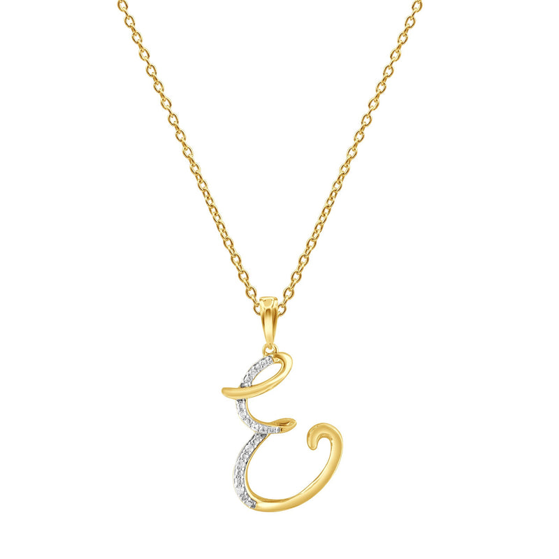 Diamond Initial Pendants in 9ct Yellow Gold Necklaces Bevilles E 
