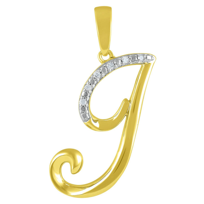 Diamond Initial Pendants in 9ct Yellow Gold Necklaces Bevilles I 