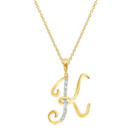 Diamond Initial Pendants in 9ct Yellow Gold Necklaces Bevilles K 