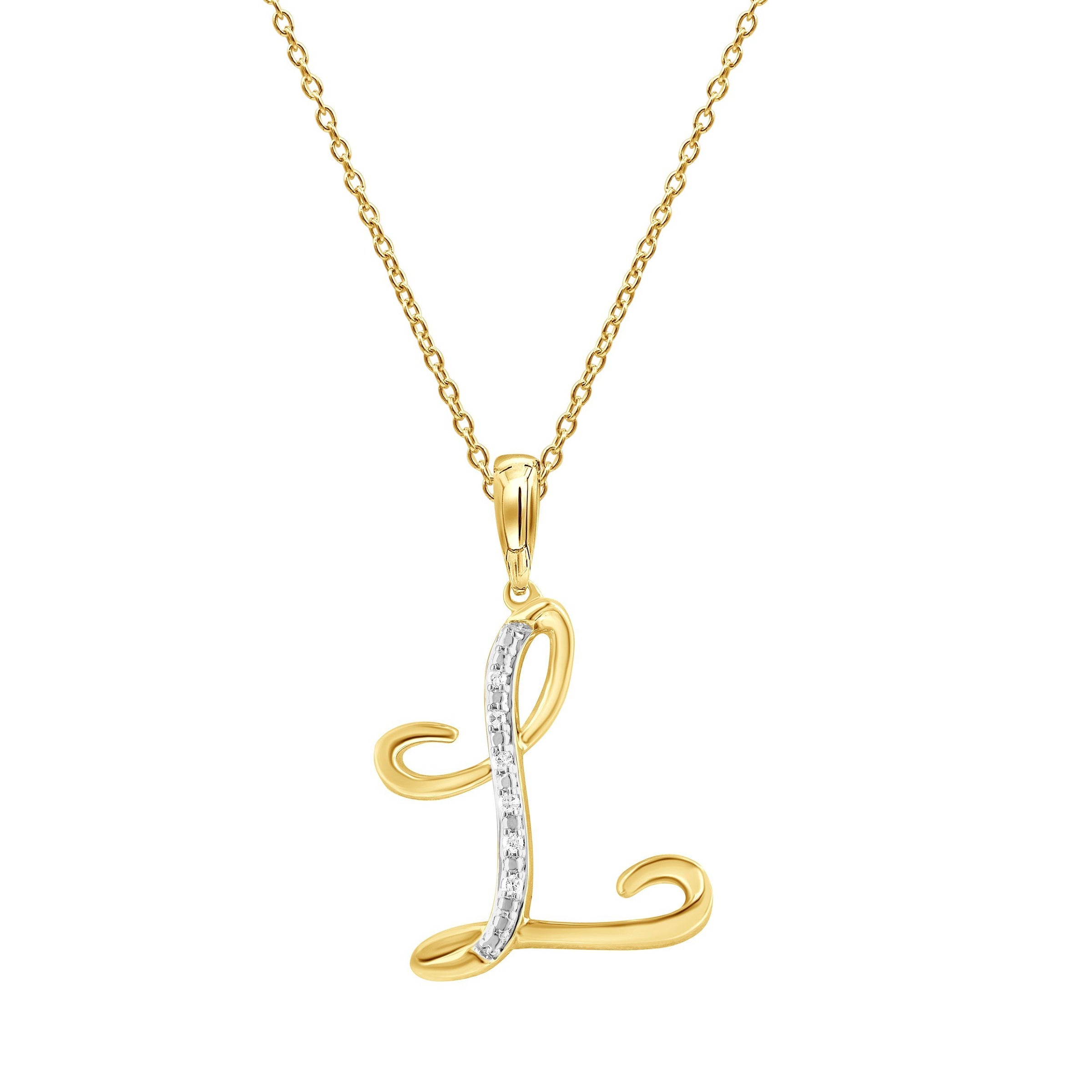Diamond Initial Pendants in 9ct Yellow Gold Necklaces Bevilles L 