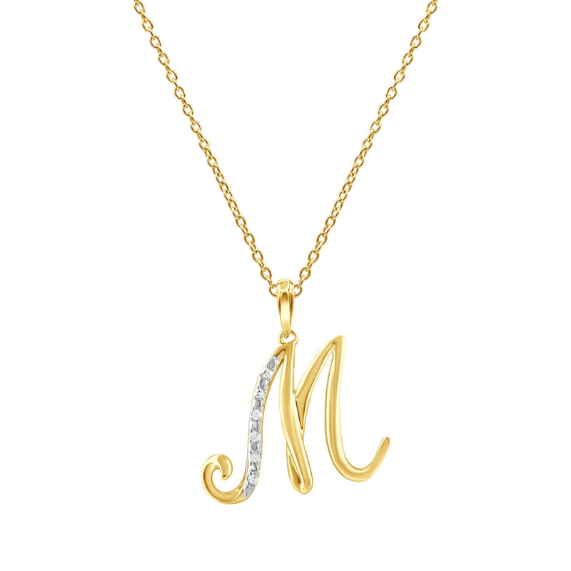 Diamond Initial Pendants in 9ct Yellow Gold Necklaces Bevilles M 
