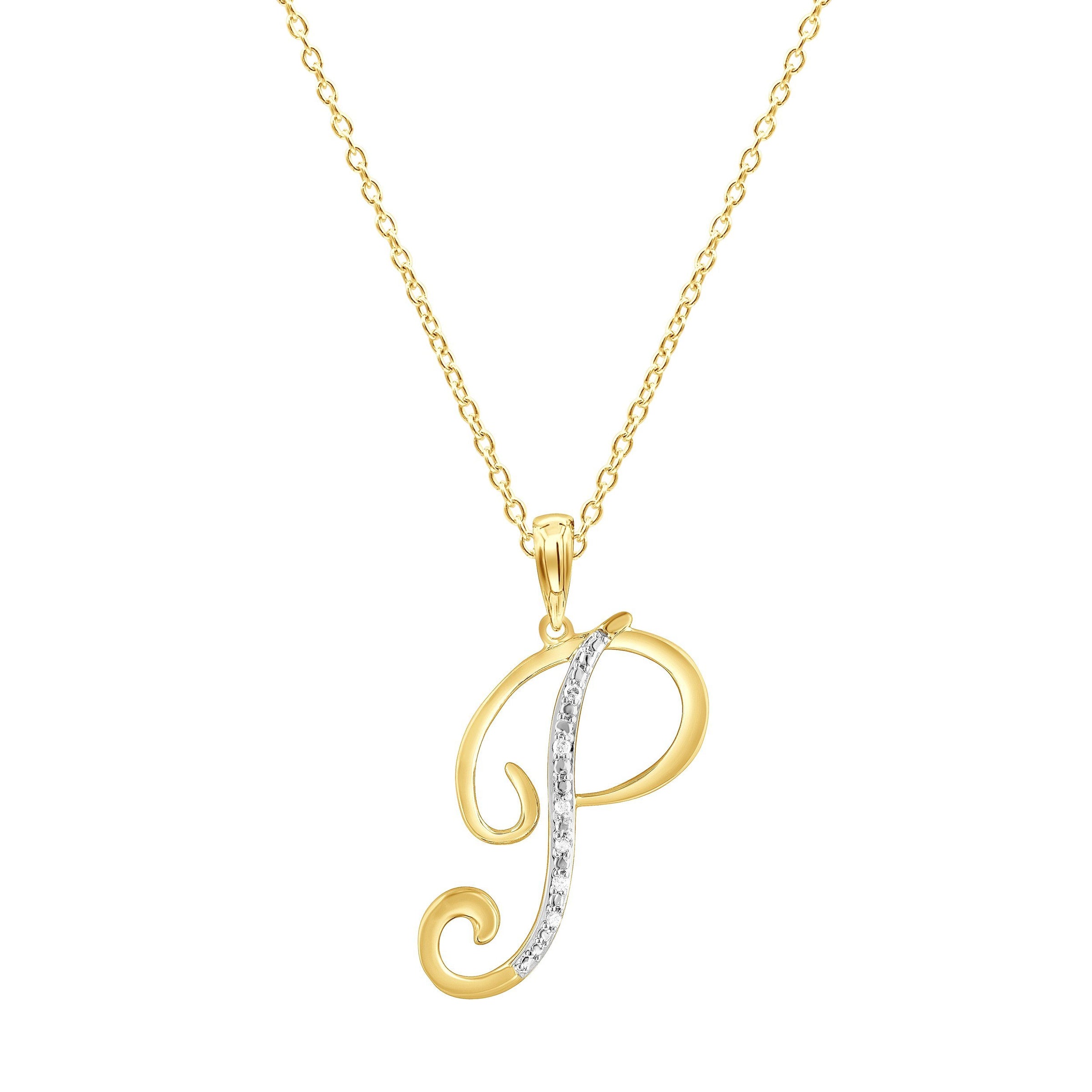 Diamond Initial Pendants in 9ct Yellow Gold Necklaces Bevilles P 
