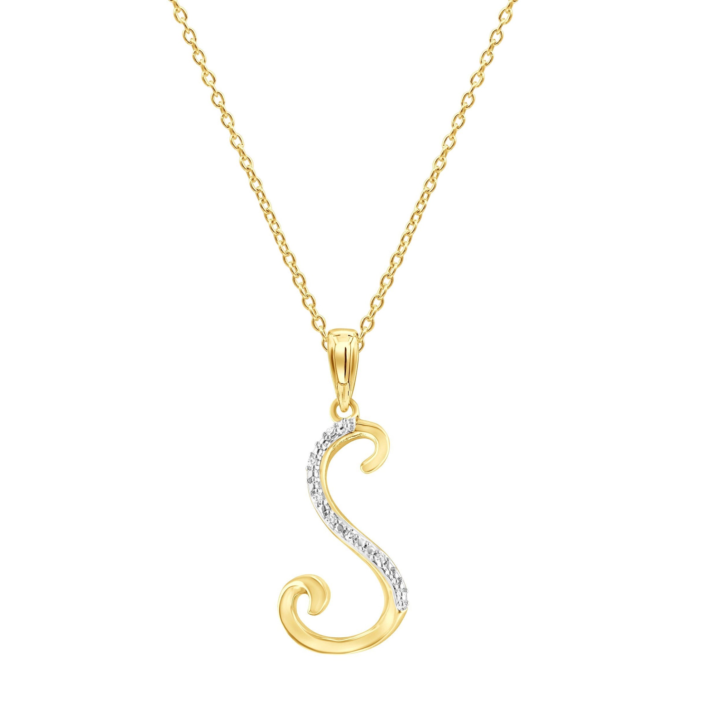 Diamond Initial Pendants in 9ct Yellow Gold Necklaces Bevilles S 