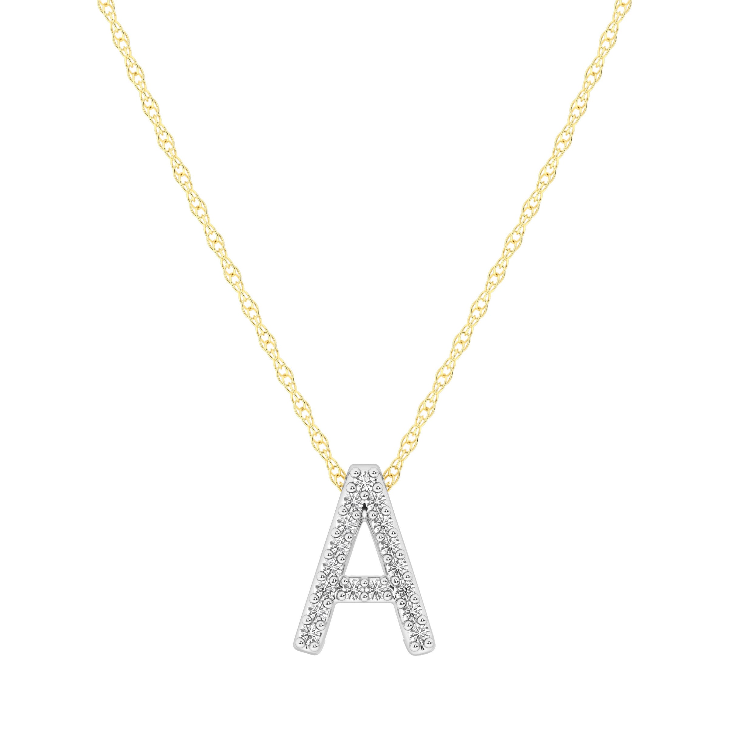 Diamond Initial Slider Necklace in 9ct Yellow Gold Necklaces Bevilles A 