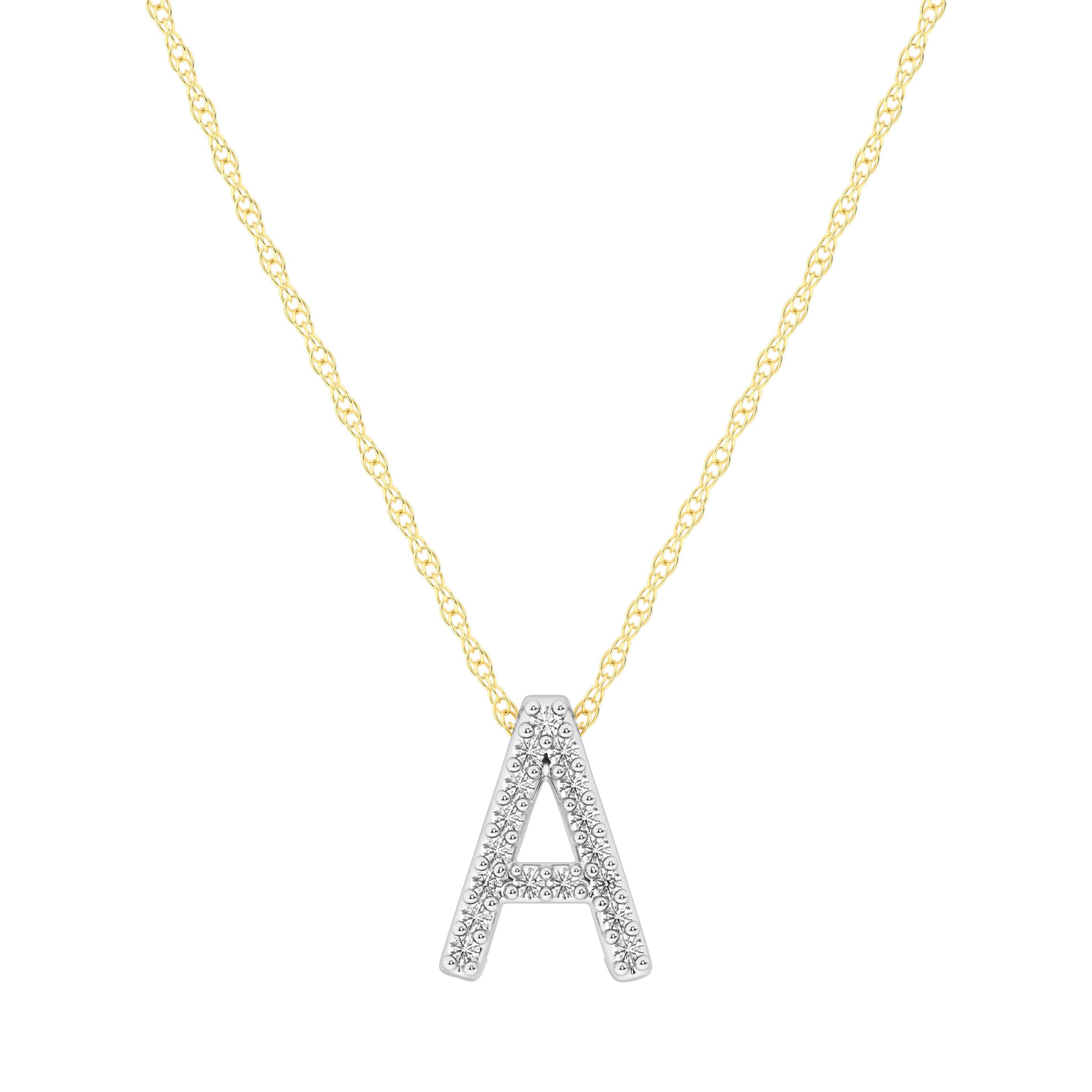 Diamond Initial Slider Necklace in 9ct Yellow Gold Necklaces Bevilles A 