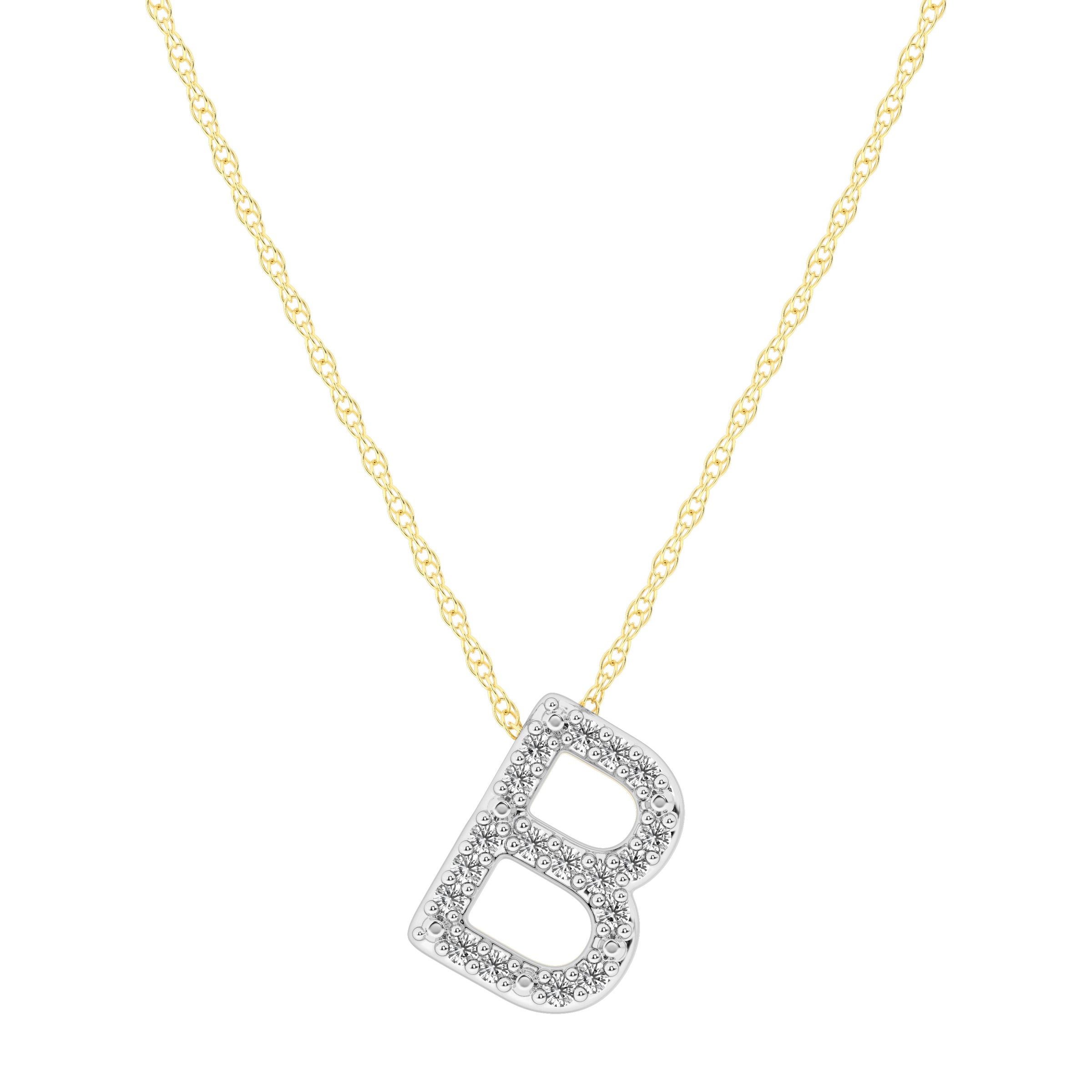 Diamond Initial Slider Necklace in 9ct Yellow Gold Necklaces Bevilles B 