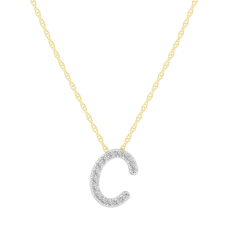 Diamond Initial Slider Necklace in 9ct Yellow Gold Necklaces Bevilles C 