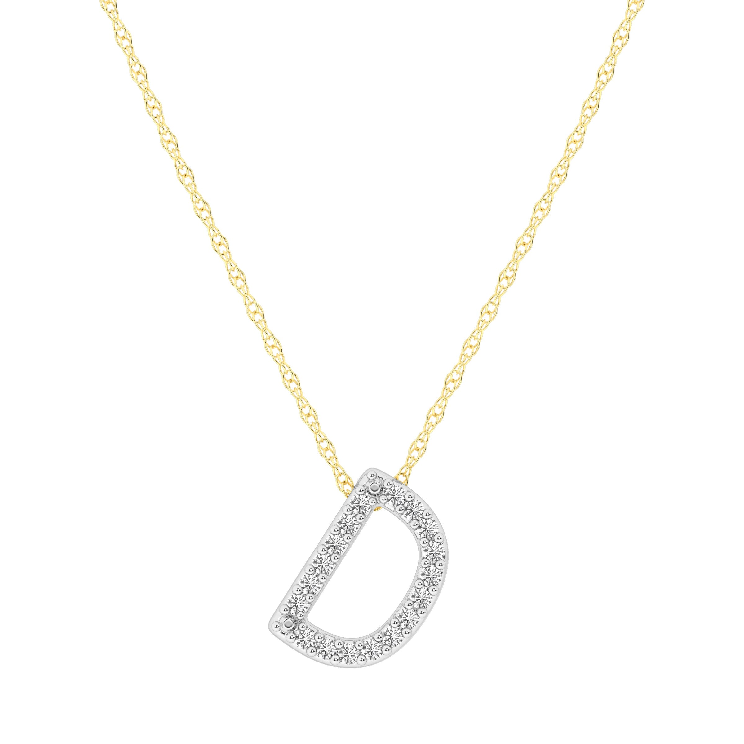Diamond Initial Slider Necklace in 9ct Yellow Gold Necklaces Bevilles D 