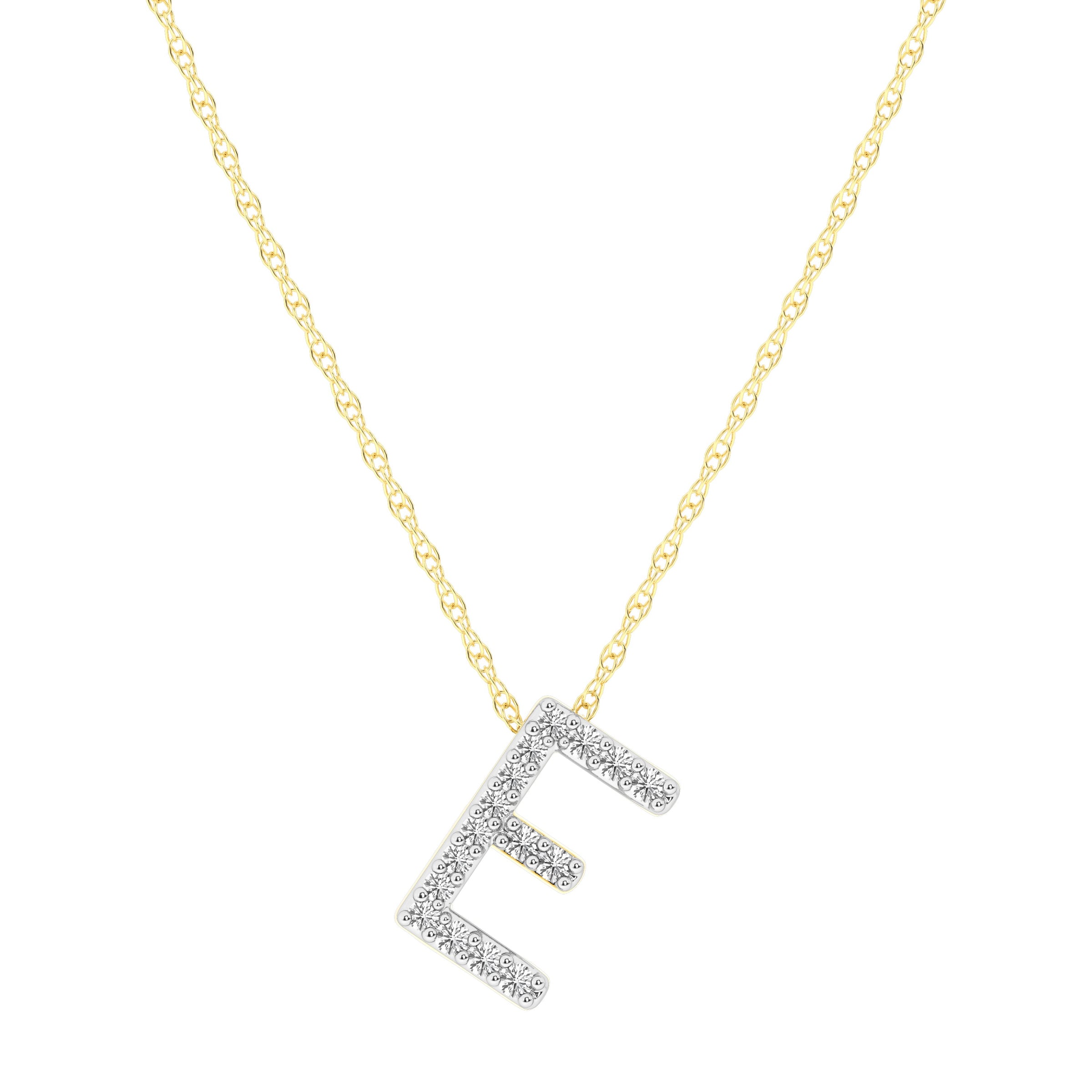 Diamond Initial Slider Necklace in 9ct Yellow Gold Necklaces Bevilles E 