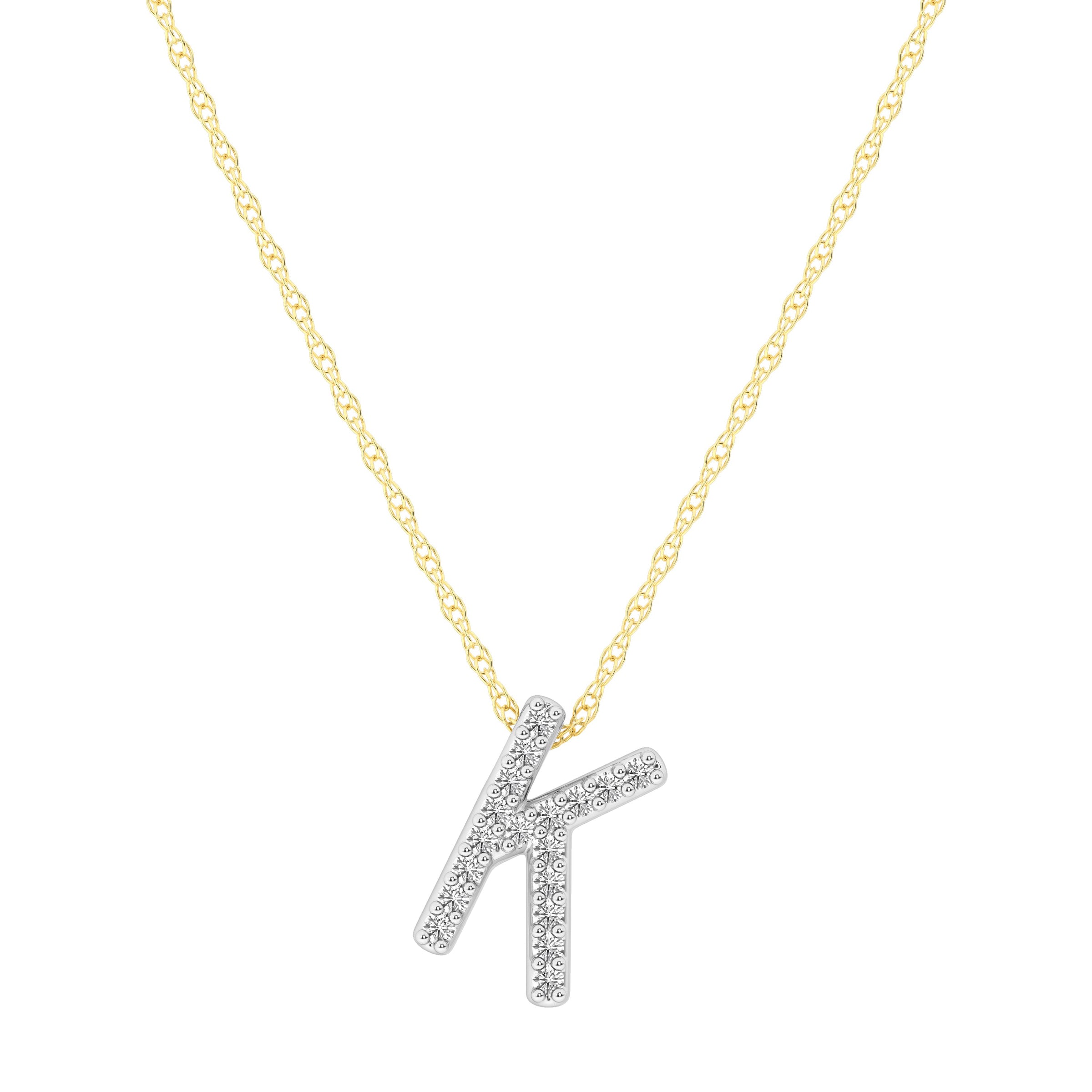 Diamond Initial Slider Necklace in 9ct Yellow Gold Necklaces Bevilles K 
