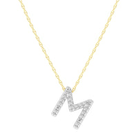 Diamond Initial Slider Necklace in 9ct Yellow Gold Necklaces Bevilles M 