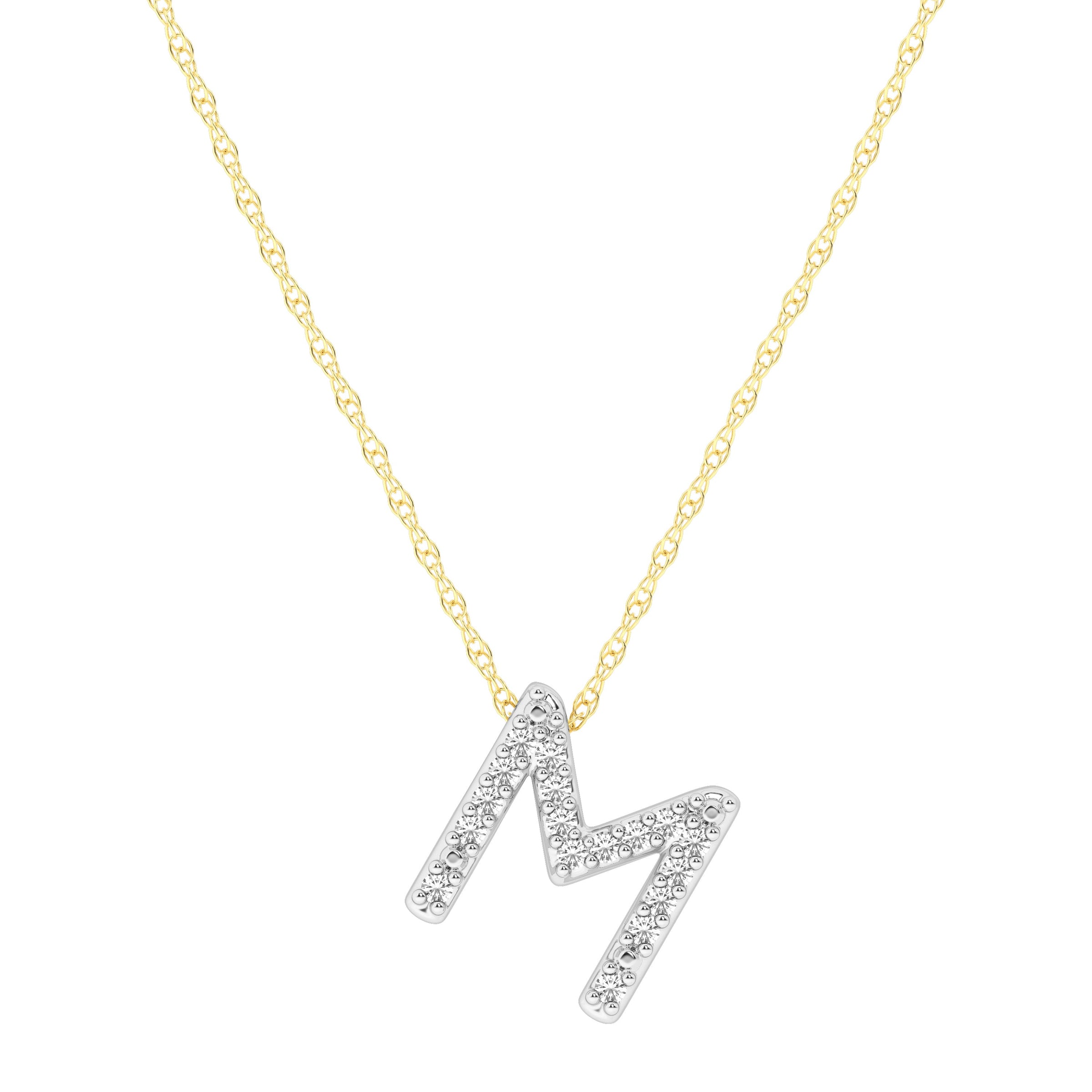 Diamond Initial Slider Necklace in 9ct Yellow Gold Necklaces Bevilles M 