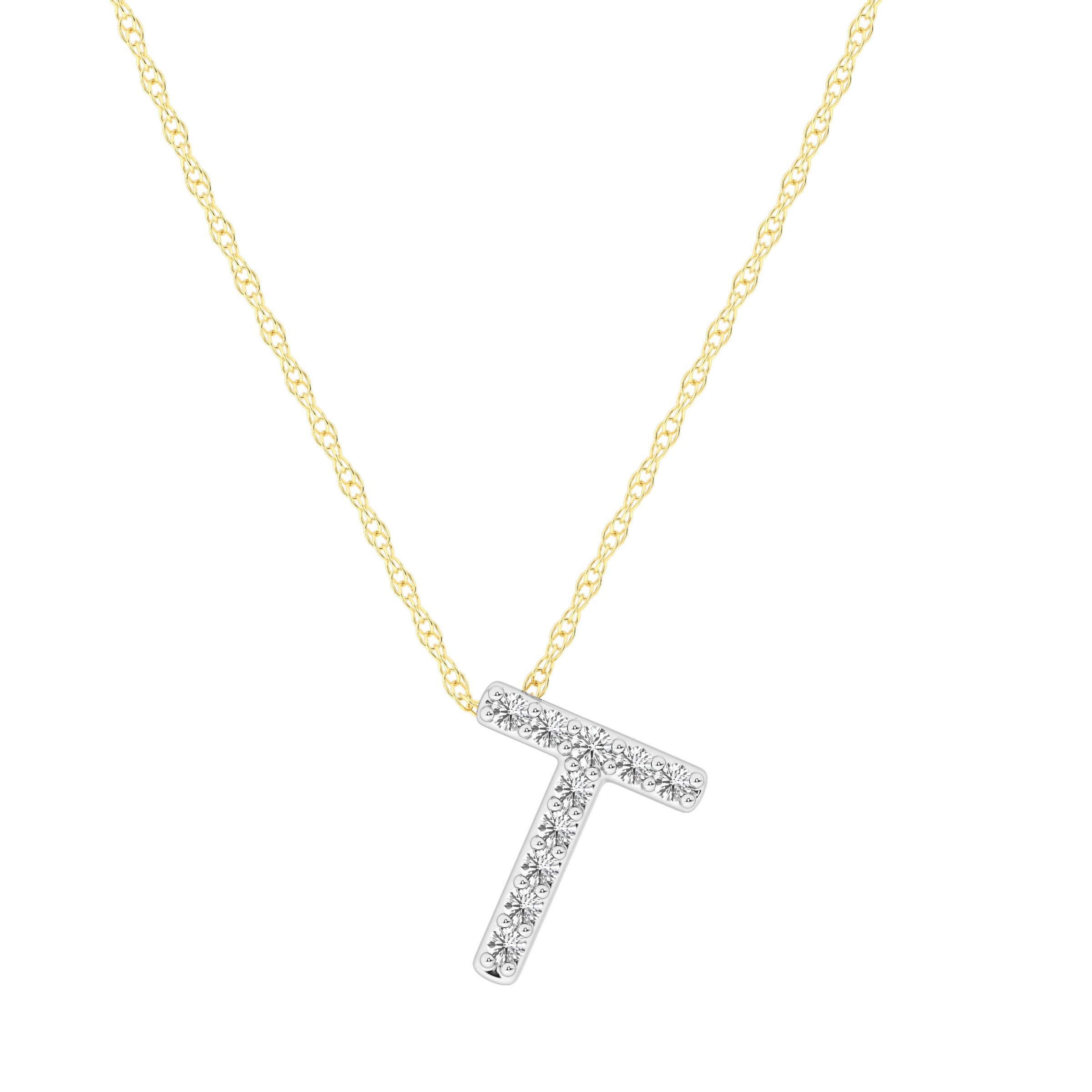 Diamond Initial Slider Necklace in 9ct Yellow Gold Necklaces Bevilles 