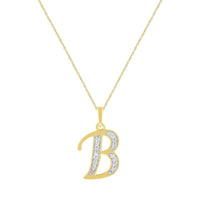 Diamond Set Initial Pendant in 9ct Yellow Gold Necklaces Bevilles B 