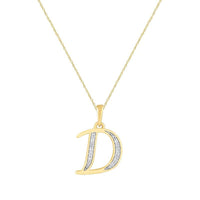 Diamond Set Initial Pendant in 9ct Yellow Gold Necklaces Bevilles D 