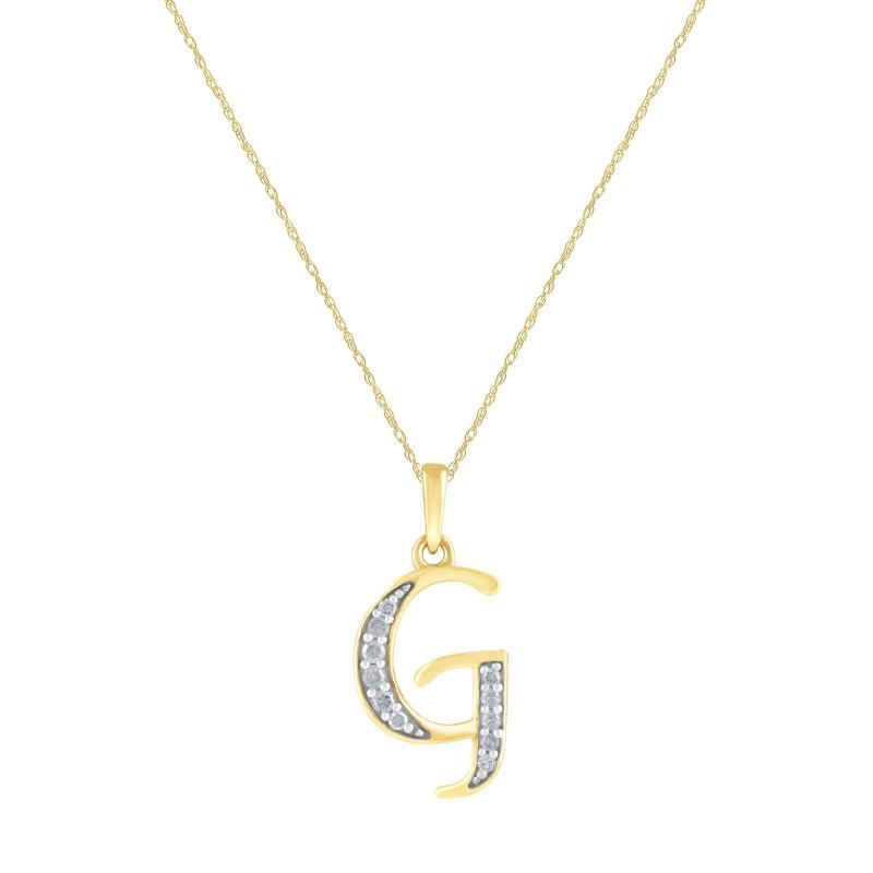 Diamond Set Initial Pendant in 9ct Yellow Gold Necklaces Bevilles G 