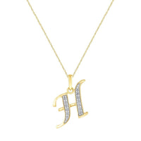 Diamond Set Initial Pendant in 9ct Yellow Gold Necklaces Bevilles H 