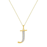 Diamond Set Initial Pendant in 9ct Yellow Gold Necklaces Bevilles J 