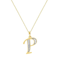 Diamond Set Initial Pendant in 9ct Yellow Gold Necklaces Bevilles P 
