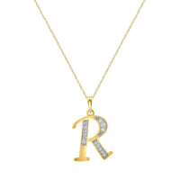 Diamond Set Initial Pendant in 9ct Yellow Gold Necklaces Bevilles R 