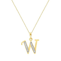 Diamond Set Initial Pendant in 9ct Yellow Gold Necklaces Bevilles W 