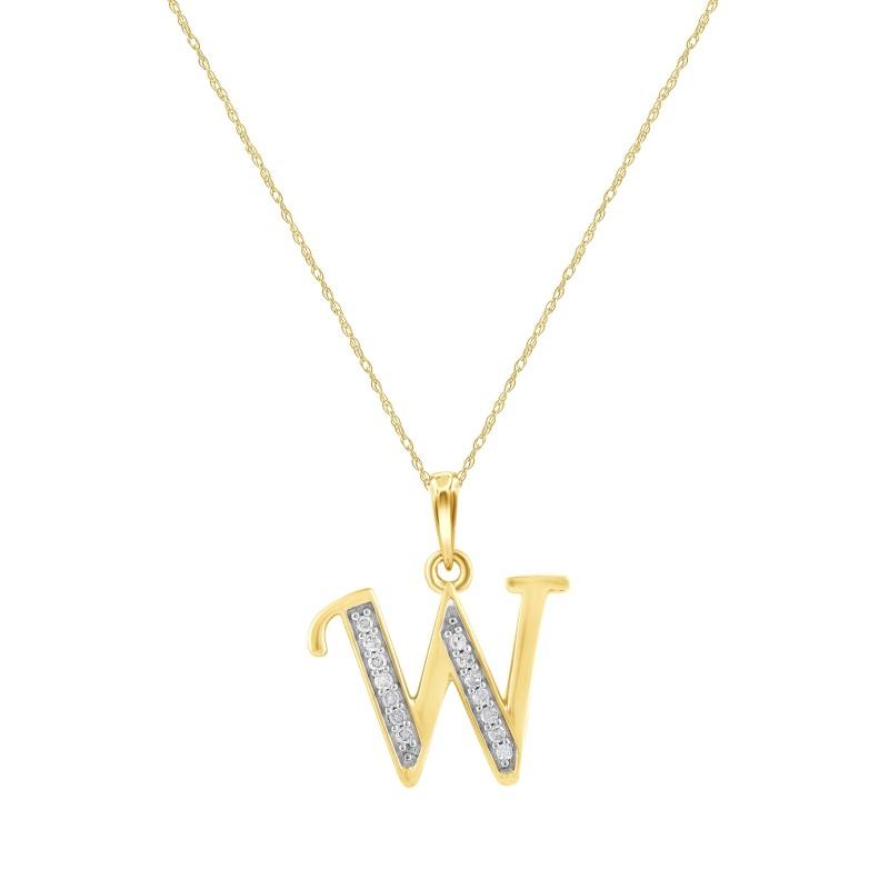 Diamond Set Initial Pendant in 9ct Yellow Gold Necklaces Bevilles W 