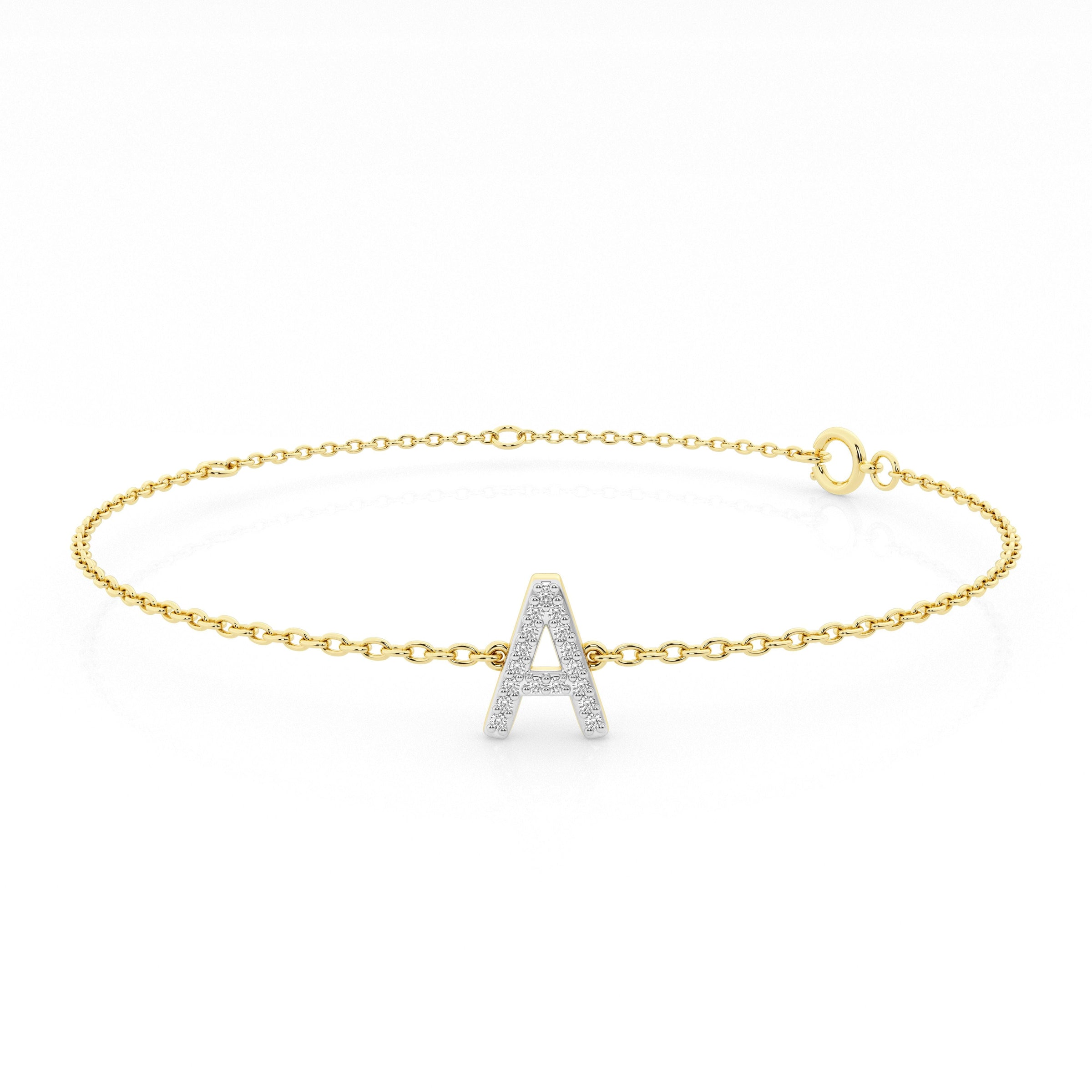Diamond Initial Slider Bracelet in 9ct Yellow Gold Bracelets Bevilles A 