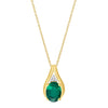 9ct Yellow Gold Diamond and Created Emerald Necklace Necklaces Bevilles 