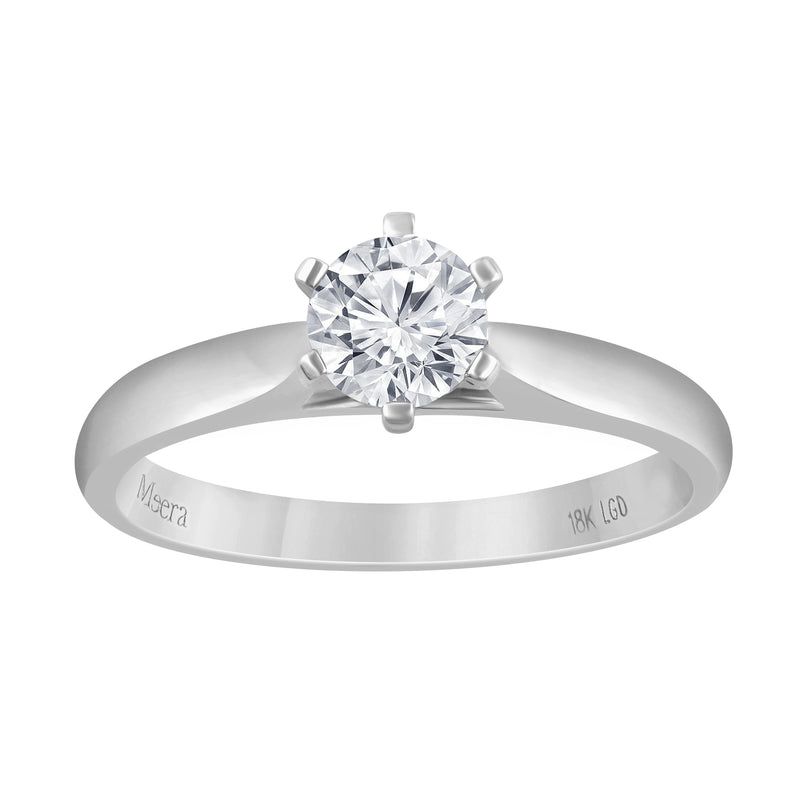Meera 1/2ct Solitaire Laboratory Grown Diamond Ring in 18ct White Gold Rings Bevilles 