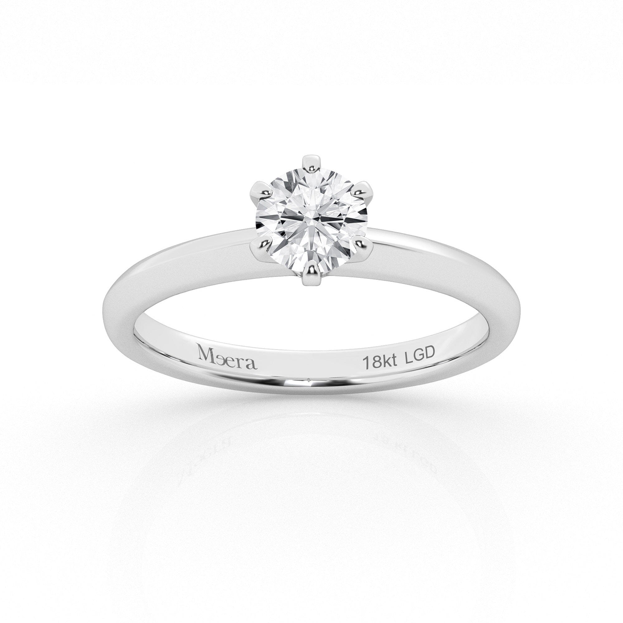 Meera Solitaire Ring with 0.50ct of Laboratory Grown Diamonds in 18ct White Gold Rings Bevilles 