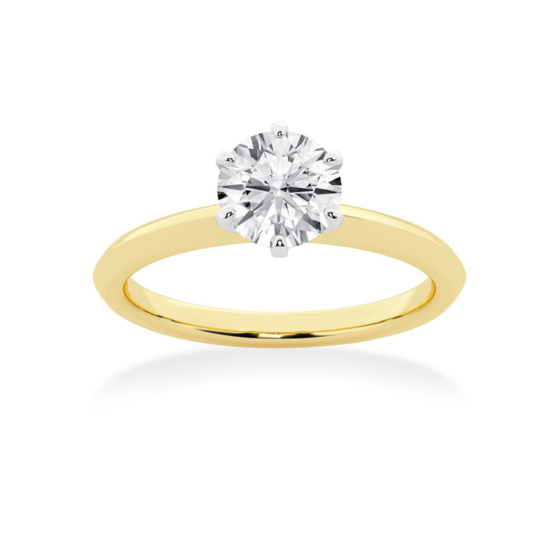 Meera 1.00ct Round Solitaire Laboratory Grown Diamond Ring in 18ct Yellow Gold Rings Bevilles 