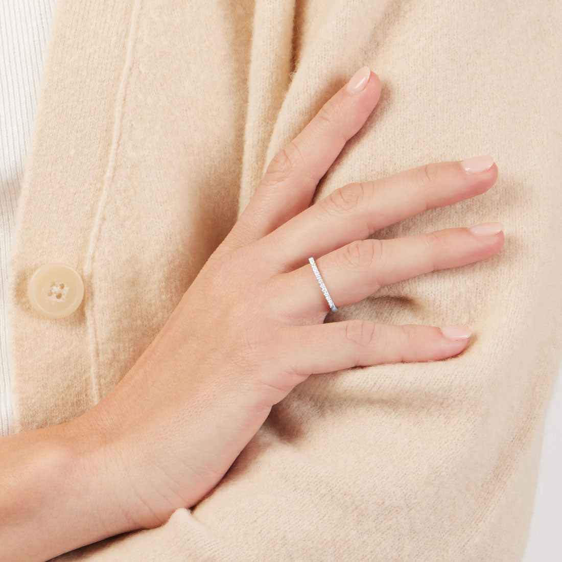 Meera Eternity Ring with 1/4ct of Laboratory Grown Diamonds in 18ct White Gold Rings Bevilles 