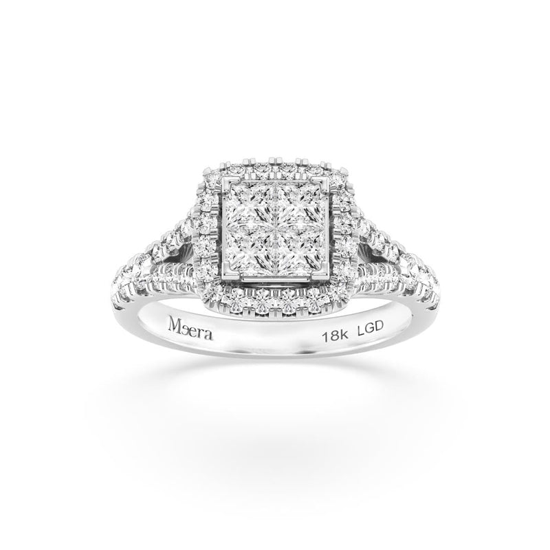 Meera Halo Ring with 1.00ct of Laboratory Grown Diamonds in 18ct White Gold Rings Bevilles 