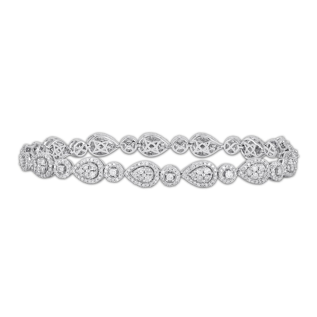 Pear Halo Alternate Link Bracelet with 3.00ct of Diamonds in 9ct White Gold Bracelets Bevilles 