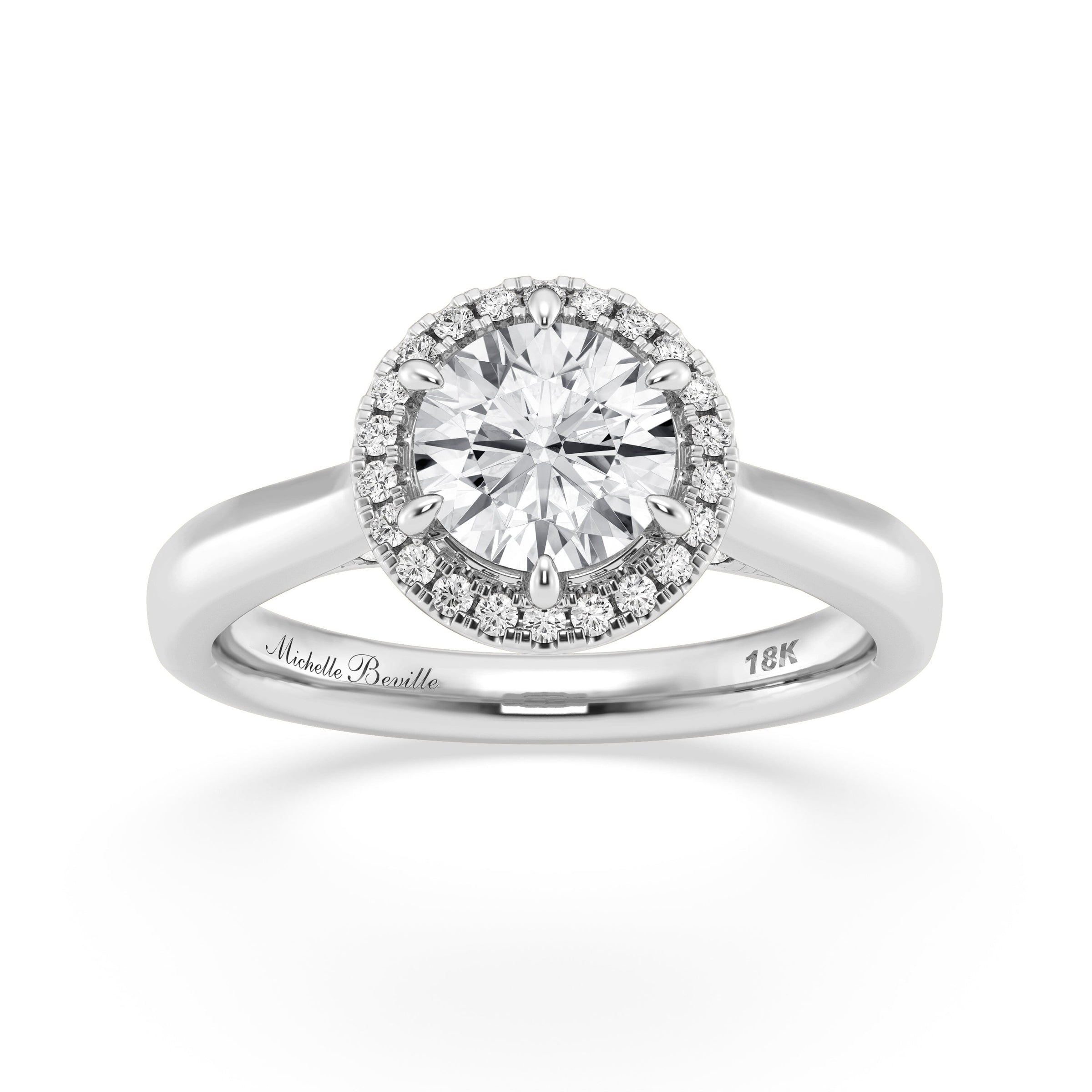 Love by Michelle Beville Halo Solitaire Ring with 1.20ct of Laboratory Grown Diamonds in 18ct White Gold Rings Bevilles 