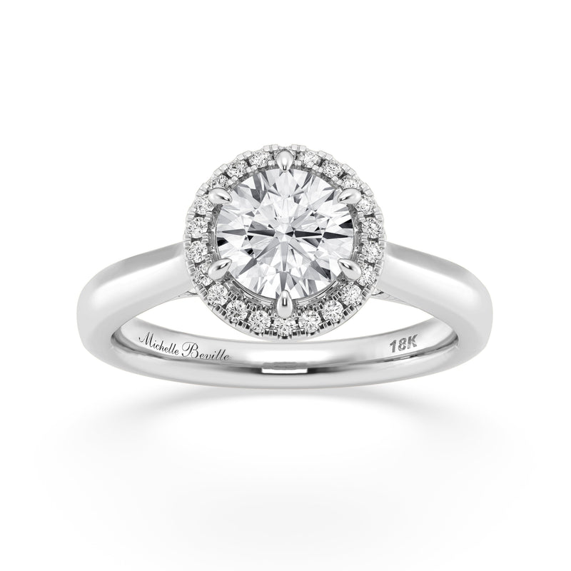Love by Michelle Beville Halo Solitaire Ring with 1.20ct of Laboratory Grown Diamonds in 18ct White Gold Rings Bevilles 